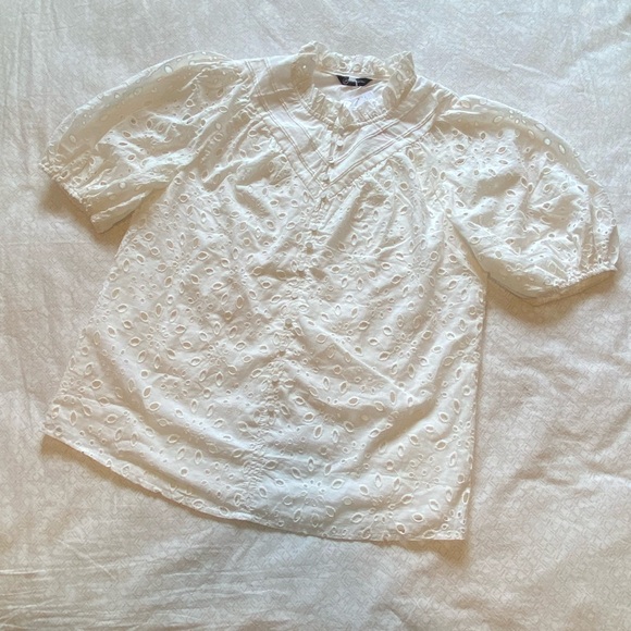 NWT PrettyGarden white eyelet short sleeve top - Picture 7 of 16